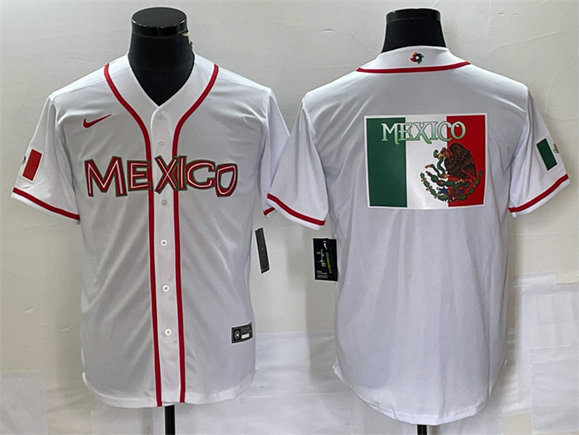 Men's Mexico Baseball 2023 White World Baseball Classic Team Big Logo Stitched Jersey 2