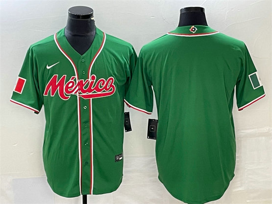 Men's Mexico Baseball Blank 2023 Green World Baseball Classic Stitched Jersey 2