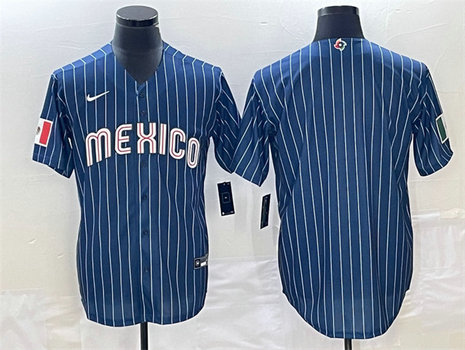 Men's Mexico Baseball Blank Navy World Baseball Classic Stitched Jersey