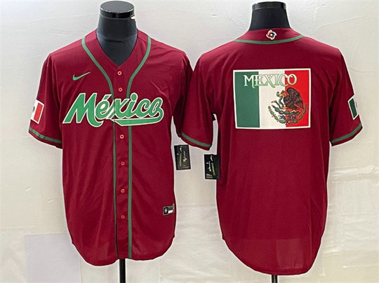 Men's Mexico Baseball Red 2023 World Baseball Classic Team Big Logo Stitched Jersey 4