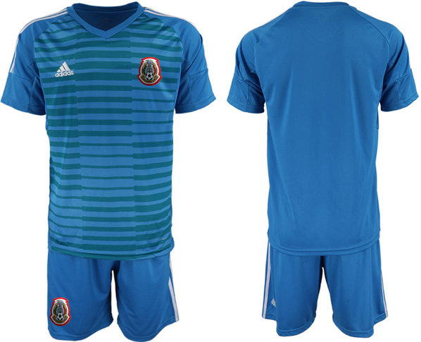 Men's Mexico Blank Blue goalkeeper Jersey