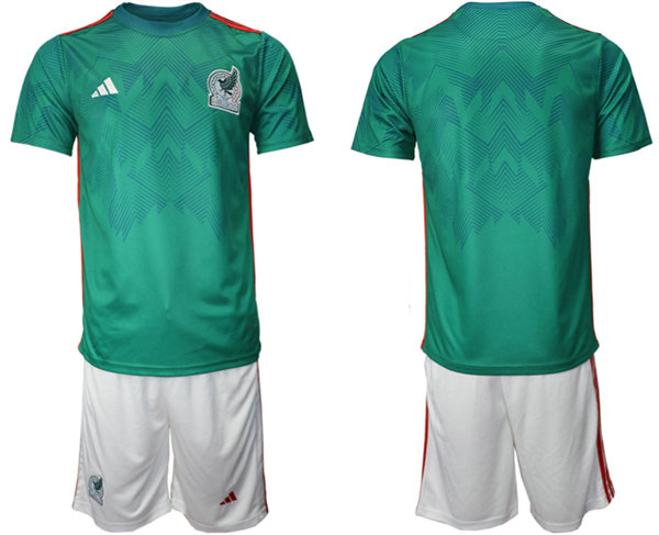 Men's Mexico Blank Green Home Soccer Jersey Suit 1