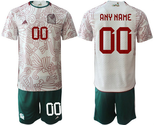Men's Mexico Custom White Away Soccer Jersey Suit