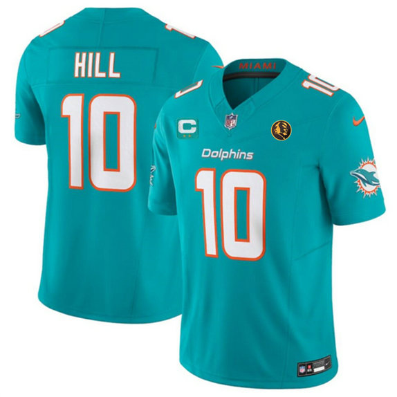 Men's Miami Dolphins #10 Tyreek Hill Aqua 2023 F.U.S.E. With 2-Star C Patch And John Madden Patch Vapor Limited Stitched Football Jersey