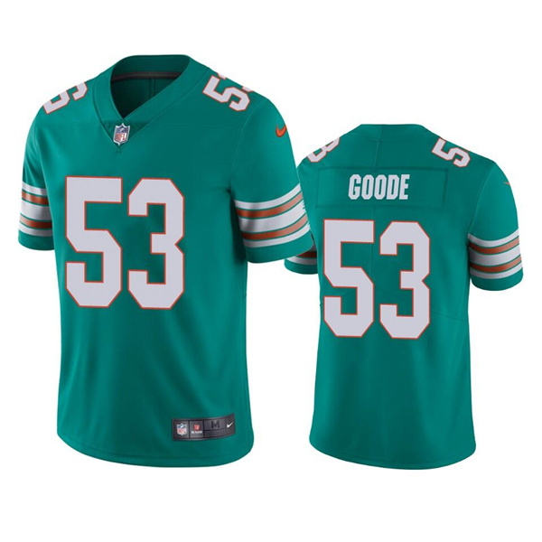 Men's Miami Dolphins #53 Cameron Goode Aqua Color Rush Limited Stitched Football Jersey