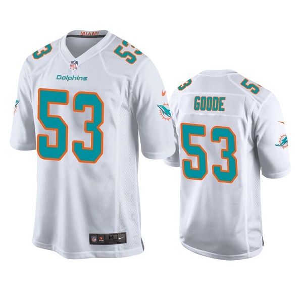 Men's Miami Dolphins #53 Cameron Goode White Stitched Football Jersey