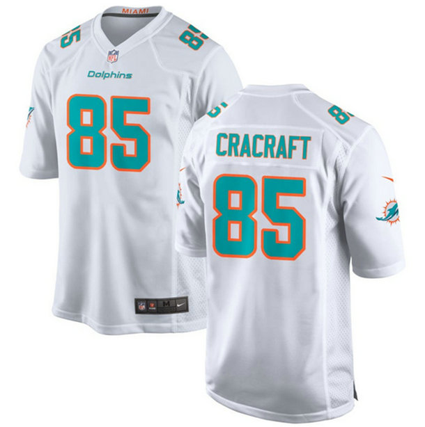 Men's Miami Dolphins #85 River Cracraft White Stitched Game Jersey
