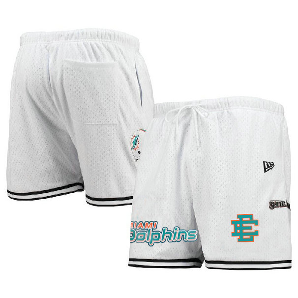 Men's Miami Dolphins Pro White Aqua Shorts 001
