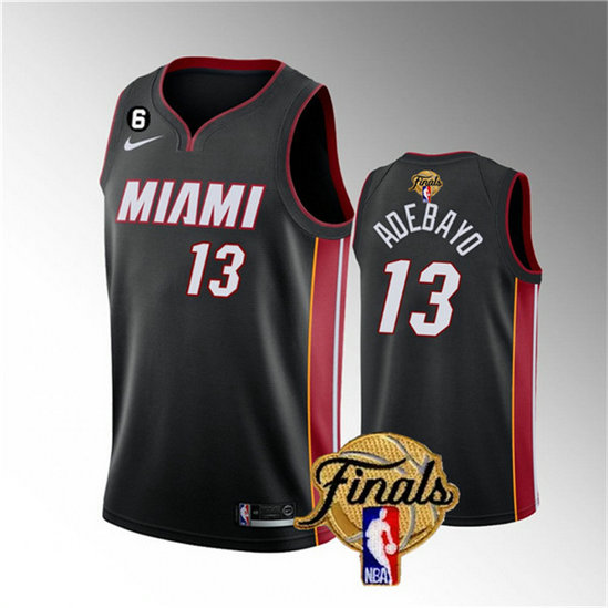 Men's Miami Heat #13 Bam Adebayo Black 2023 Finals Icon Edition With NO.6 Patch Stitched Basketball Jersey