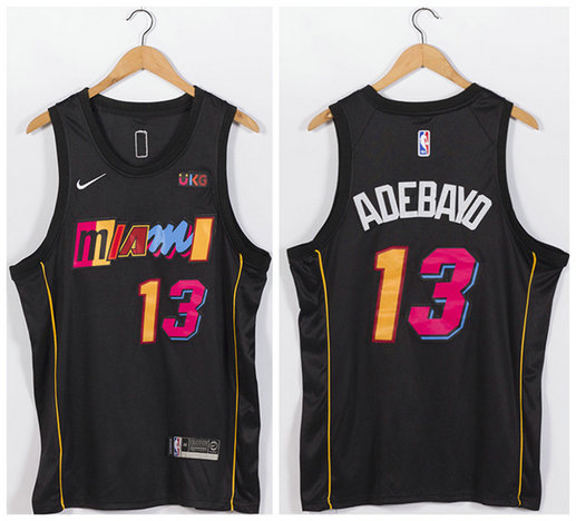 Men's Miami Heat #13 Bam Adebayo Black Stitched Jersey