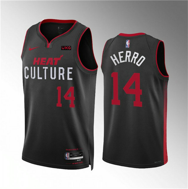 Men's Miami Heat #14 Tyler Herro Black 2023 24 City Eddition Stitched Basketball Jersey