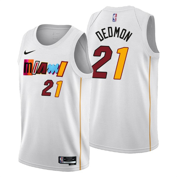 Men's Miami Heat #21 Dewayne Dedmon 2022 23 White City Edition Stitched Jersey