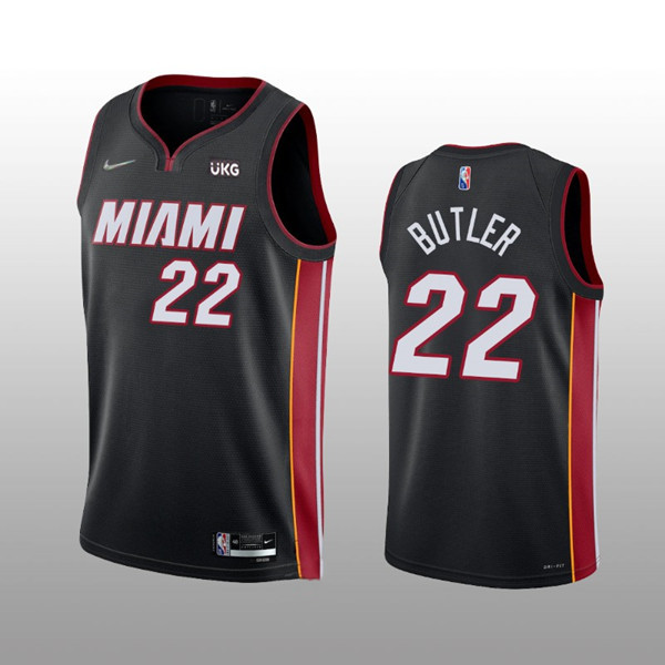 Men's Miami Heat #22 Jimmy Butler Black Icon Edition 75th Anniversary Stitched Jersey
