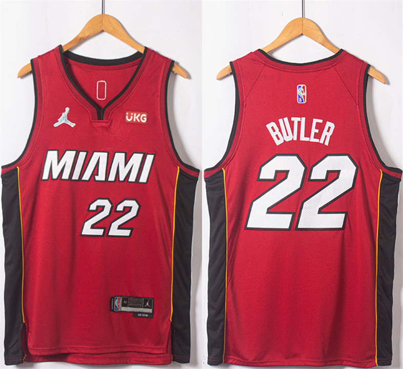 Men's Miami Heat #22 Jimmy Butler Red Statement Edition 75th Anniversary Stitched Jersey