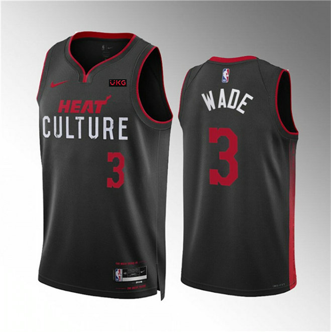 Men's Miami Heat #3 Dwyane Wade Black 2023 24 City Edition Stitched Basketball Jersey