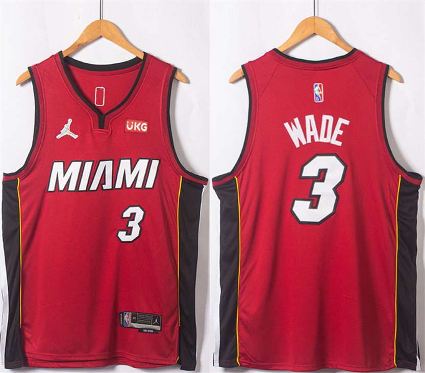 Men's Miami Heat #3 Dwyane Wade Red Statement Edition 75th Anniversary Stitched Jersey