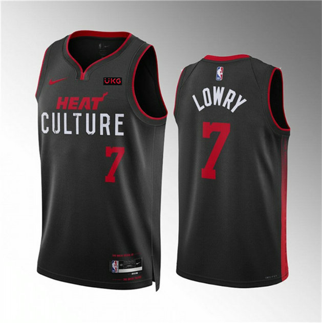 Men's Miami Heat #7 Kyle Lowry Red Black 2023 24 City Edition Stitched Basketball Jersey