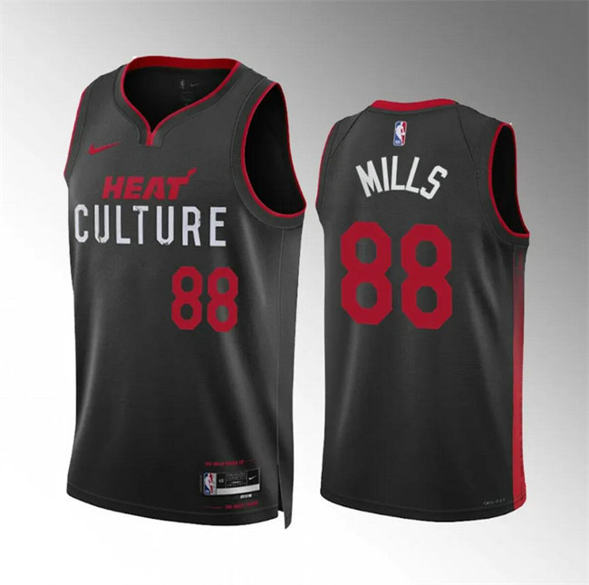 Men's Miami Heat #88 Patrick Mills Black 2023 24 City Edition Stitched Basketball Jersey