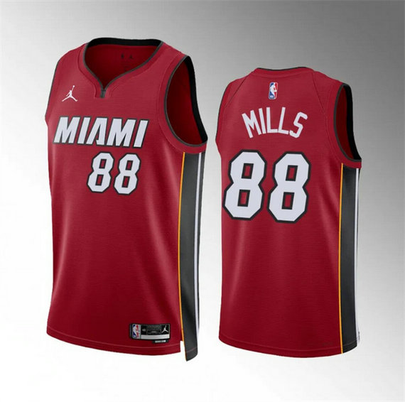 Men's Miami Heat #88 Patrick Mills Red Statement Edition Stitched Basketball Jersey
