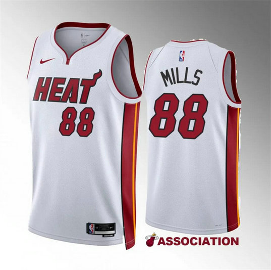 Men's Miami Heat #88 Patrick Mills White Association Edition Stitched Basketball Jersey