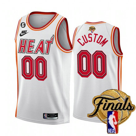 Men's Miami Heat Active Player Custom White 2023 Finals Classic Edition With NO.6 Patch Stitched Basketball Jersey