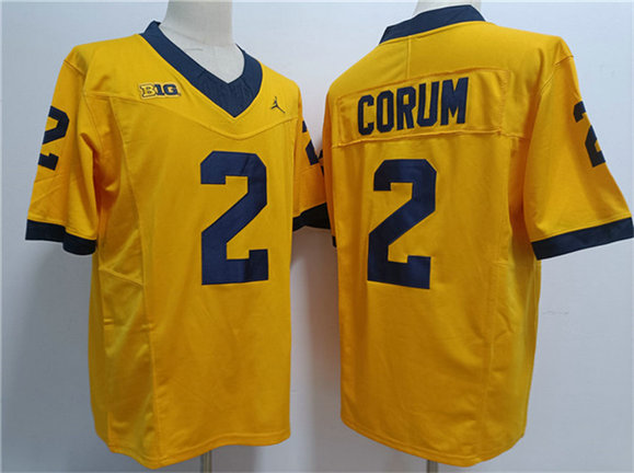 Men's Michigan Wolverines  #2 Blake Corum 2023 F.U.S.E. Yellow Stitched Jersey