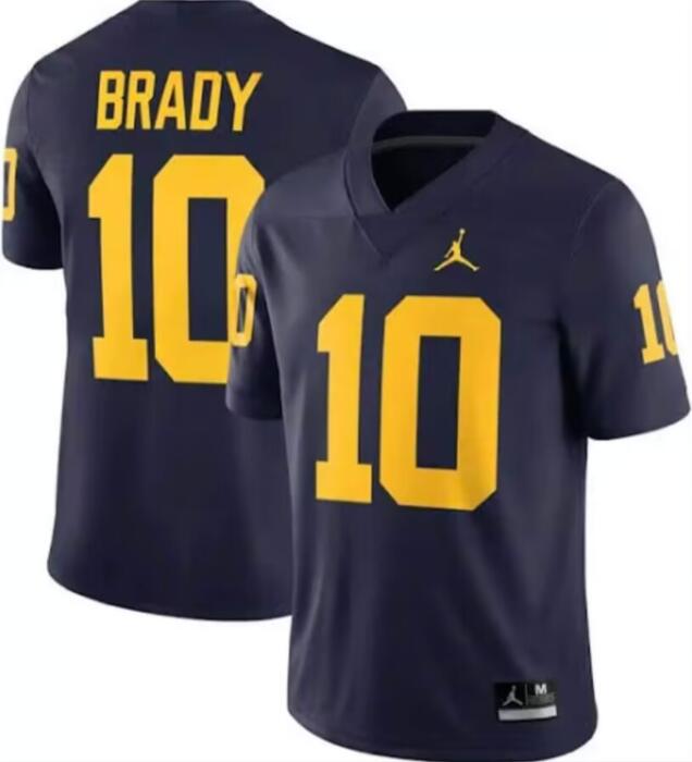 Men's Michigan Wolverines #10 Tom Brady Navy Blue Stitched Jersey