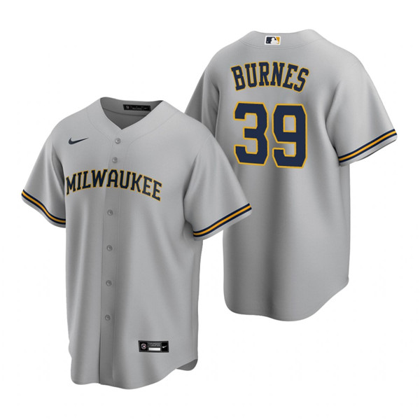 Men's Milwaukee Brewers #39 Corbin Burnes Grey Cool Base Stitched Jersey