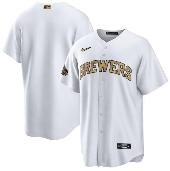 Men's Milwaukee Brewers Blank 2022 All-Star White Cool Base Stitched Baseball Jerseys