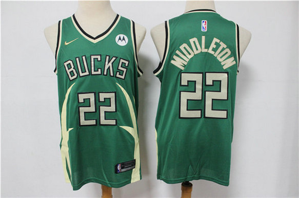 Men's Milwaukee Bucks #22 Khris Middleton Green Stitched Jersey
