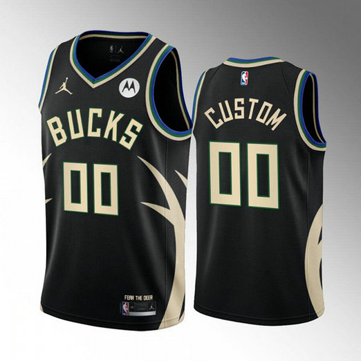 Men's Milwaukee Bucks Active Player Custom 2022 23 Black Statement Edition Stitched Basketball Jersey