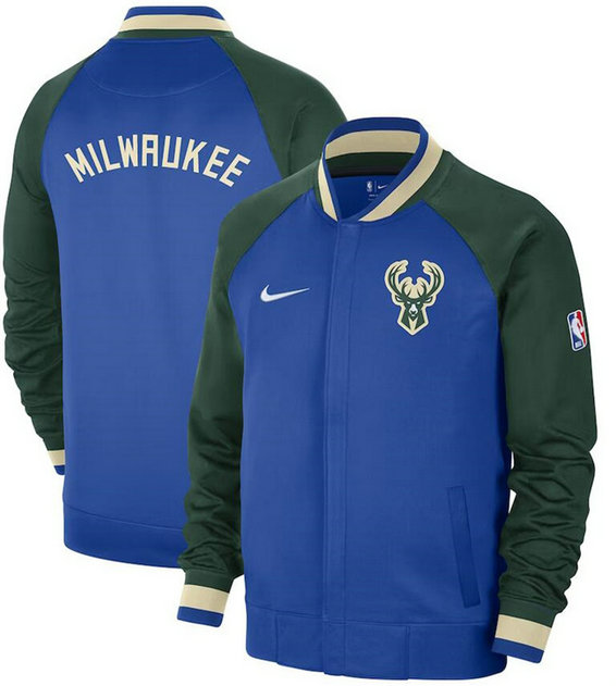 Men's Milwaukee Bucks Blue Green 2022 23 City Edition Showtime Thermaflex Full-Zip Jacket