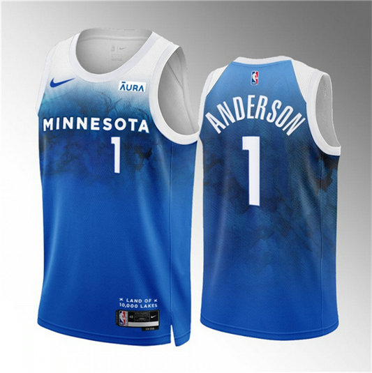 Men's Minnesota Timberwolves #1 Kyle Anderson Blue 2023 24 City Edition Stitched Jersey