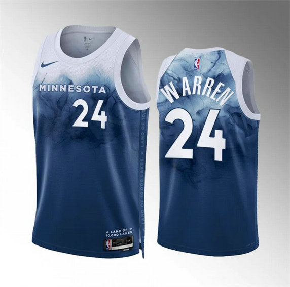 Men's Minnesota Timberwolves #24 Tj Warren Blue 2023 24 City Edition Stitched Jersey