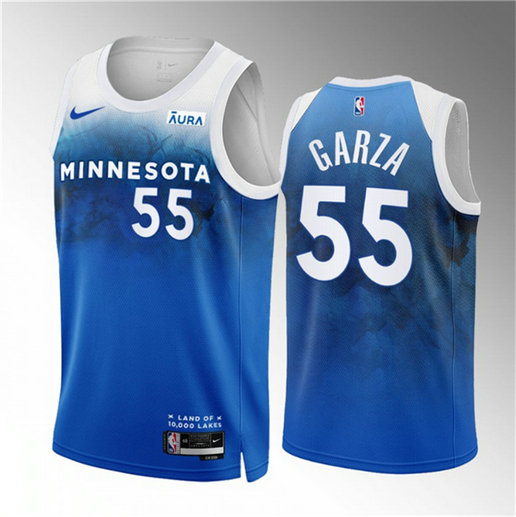 Men's Minnesota Timberwolves #55 Luka Garza Blue 2023 24 City Edition Stitched Jersey