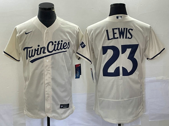 Men's Minnesota Twins #23 Royce Lewis Cream Flex Base Stitched Baseball Jersey