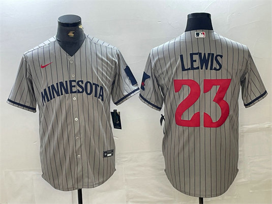 Men's Minnesota Twins #23 Royce Lewis Grey Cool Base Stitched Baseball Jersey