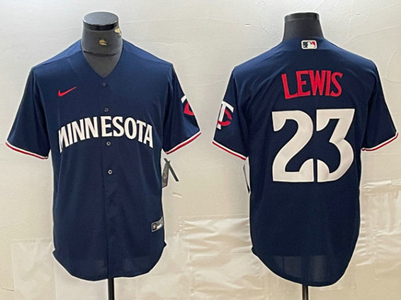 Men's Minnesota Twins #23 Royce Lewis Navy Cool Base Stitched Baseball Jersey