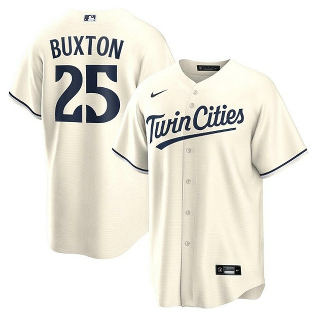 Men's Minnesota Twins #25 Byron Buxton Cream Cool Base Stitched Baseball Jersey