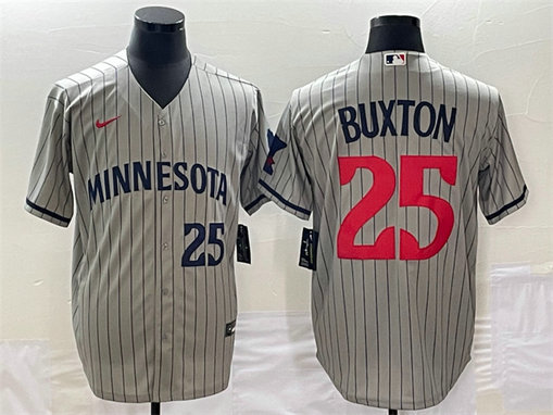 Men's Minnesota Twins #25 Byron Buxton Grey Cool Base Stitched Jersey