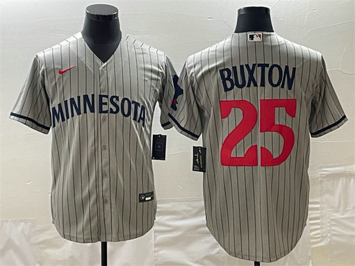 Men's Minnesota Twins #25 Byron Buxton Grey Cool Base Stitched Jerseys
