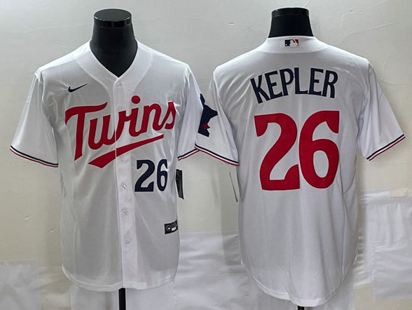 Men's Minnesota Twins #26 Max Kepler White Cool Base With Patch Stitched Baseball Jersey