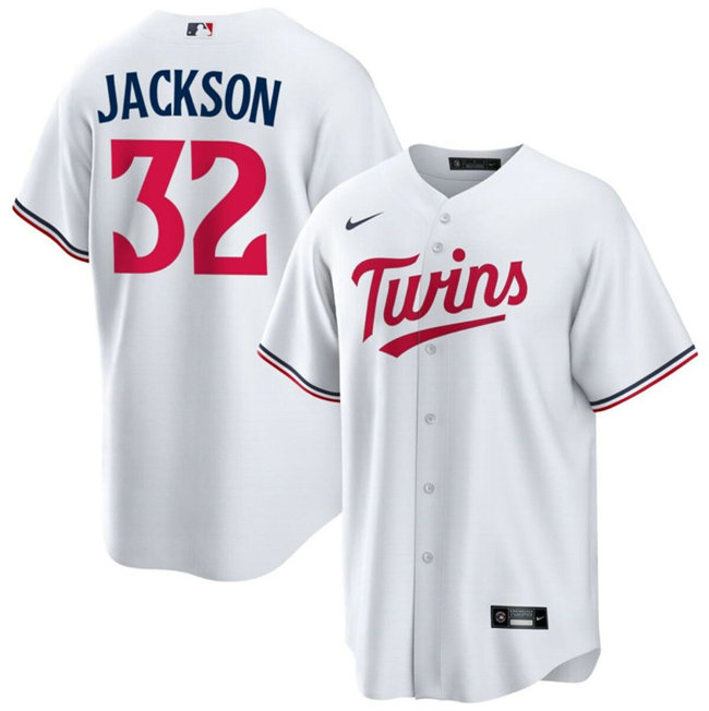 Men's Minnesota Twins #32 Jay Jackson White Cool Base Stitched Baseball Jersey