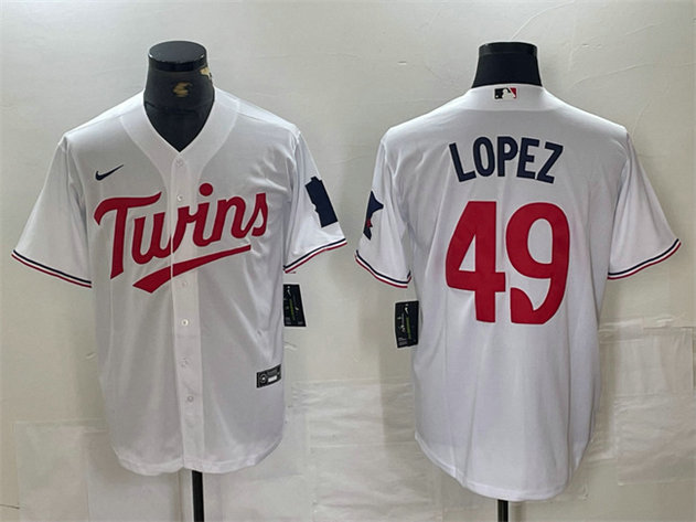 Men's Minnesota Twins #49 Pablo López White Cool Base Stitched Jersey