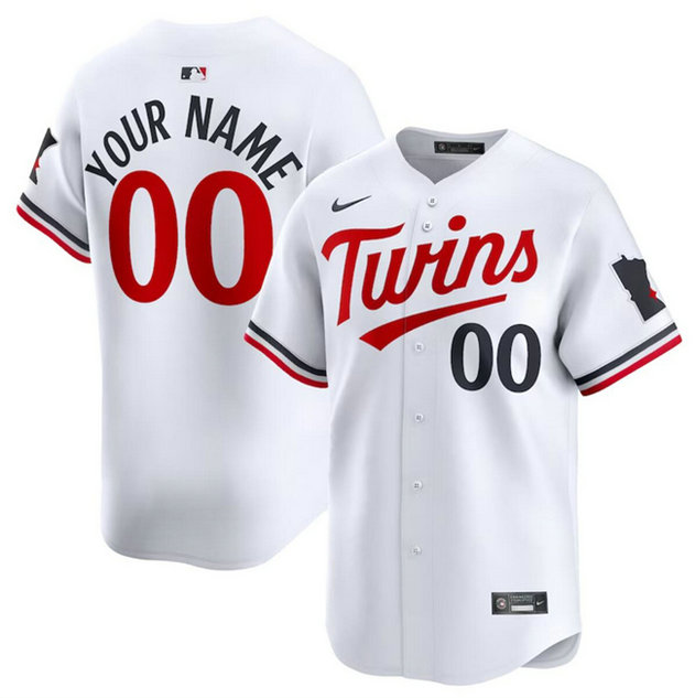 Men's Minnesota Twins Active Player Custom White 2024 Home Limited Cool Base Stitched Baseball Jersey