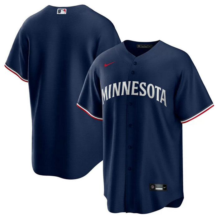 Men's Minnesota Twins Blank Navy Cool Base Stitched Jersey