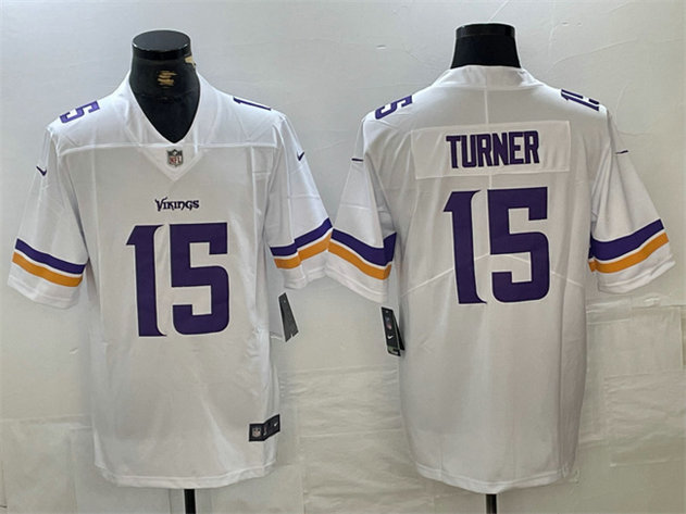 Men's Minnesota Vikings #15 Dallas Turner White 2024 Draft Vapor Untouchable Limited Stitched Jersey
