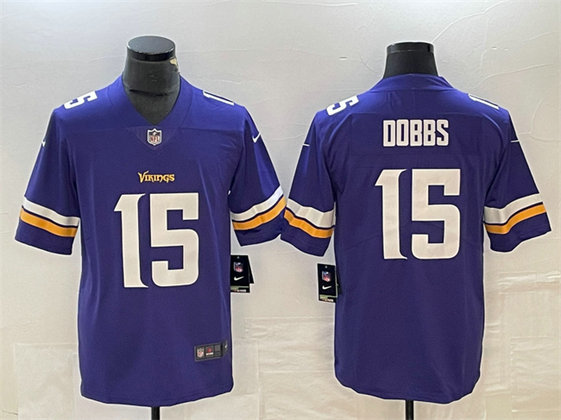 Men's Minnesota Vikings #15 Josh Dobbs Purple Vapor Untouchable Limited Stitched JerseyS
