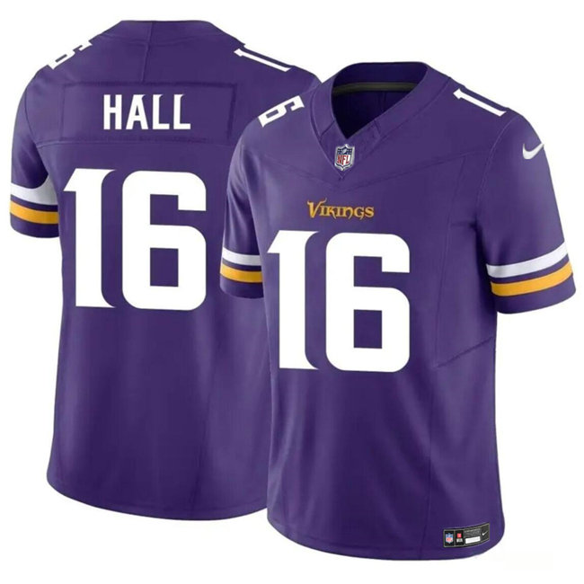 Men's Minnesota Vikings #16 Jaren Hall Purple 2023 F.U.S.E. Vapor Untouchable Limited Football Stitched Jersey