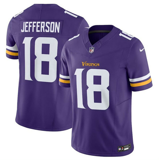 Men's Minnesota Vikings #18 Justin Jefferson Purple 2023 F.U.S.E. Vapor Untouchable Limited Stitched Jersey